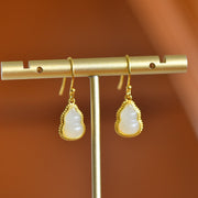 s925 silver-set Hetian jade plain silver Jadeite Earrings · Size 7×10
