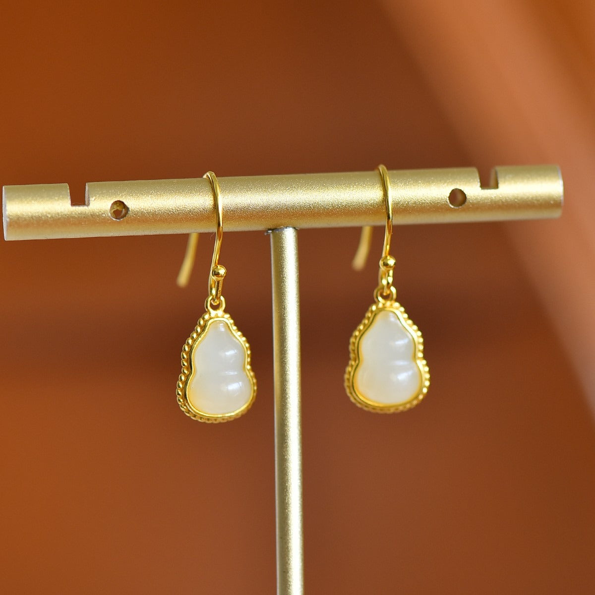 s925 silver-set Hetian jade plain silver Jadeite Earrings · Size 7×10