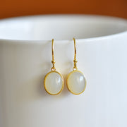 s925 silver-set Hetian jade enamel Jadeite Earrings · Size 8×10