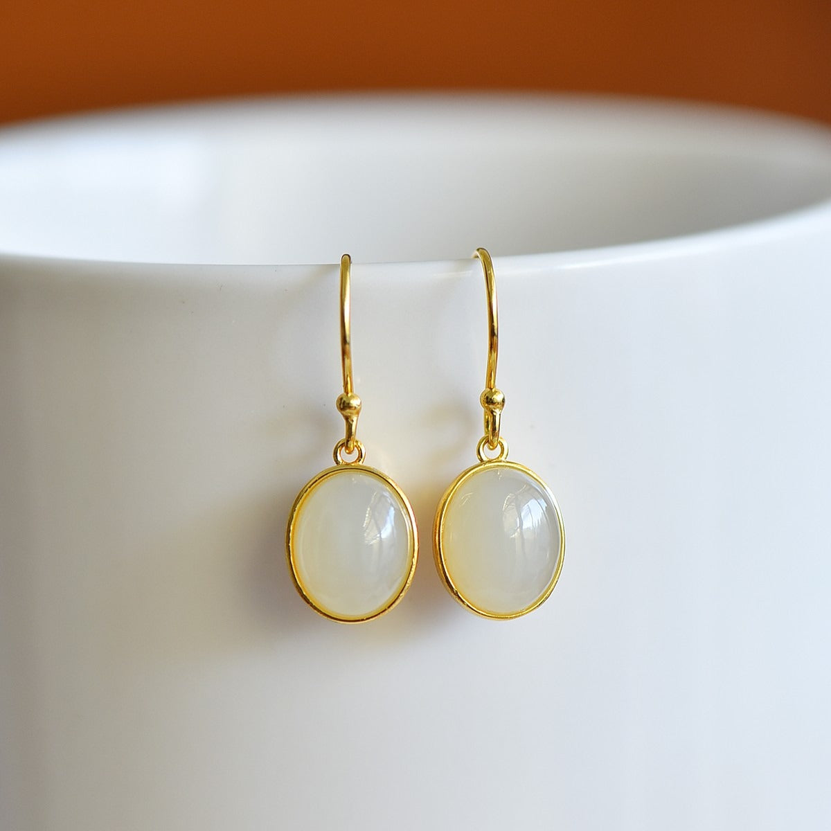 s925 silver-set Hetian jade enamel Jadeite Earrings · Size 8×10