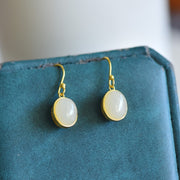 s925 silver-set Hetian jade enamel Jadeite Earrings · Size 8×10