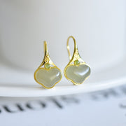 s925 silver-set Hetian jade Qinghai material Jadeite Earrings · Size 9×11