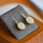 s925 silver-set Hetian jade enamel Jadeite Earrings · Size 8×10