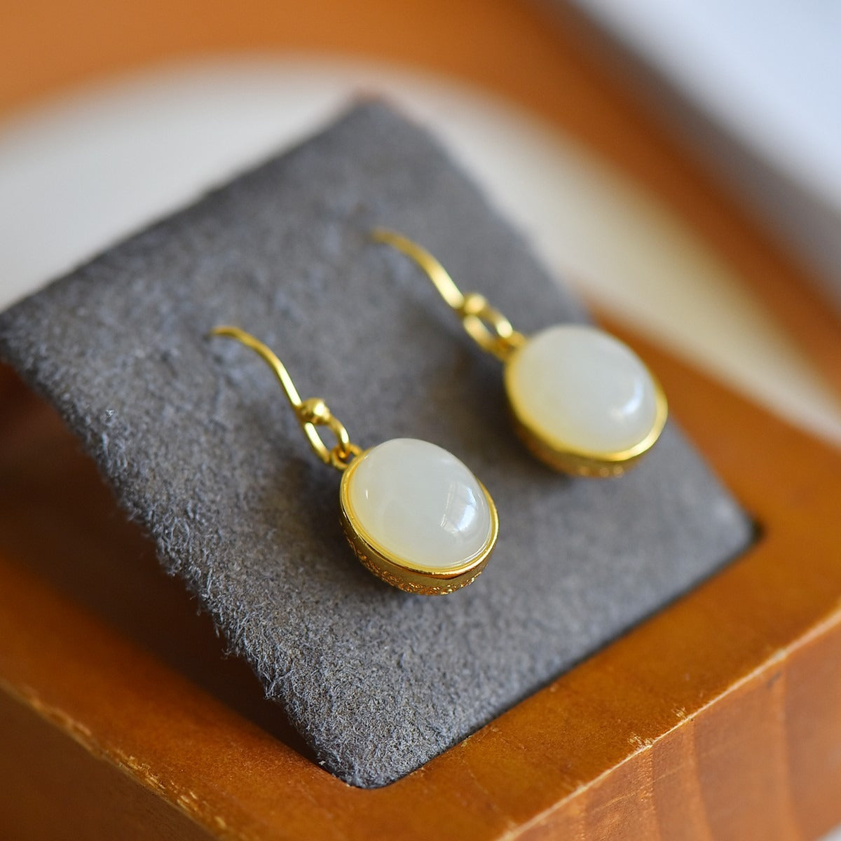 s925 silver-set Hetian jade enamel Jadeite Earrings · Size 8×10