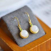 s925 silver-set Hetian jade enamel Jadeite Earrings · Size 8×8
