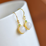 s925 silver-set Hetian jade enamel Jadeite Earrings · Size 8×8