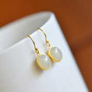 s925 silver-set Hetian jade enamel Jadeite Earrings · Size 8×10