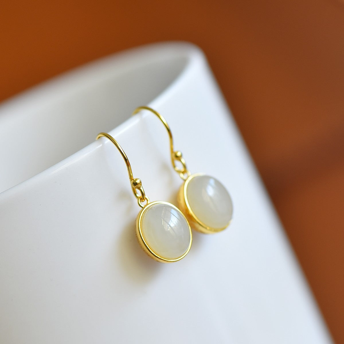 s925 silver-set Hetian jade enamel Jadeite Earrings · Size 8×10
