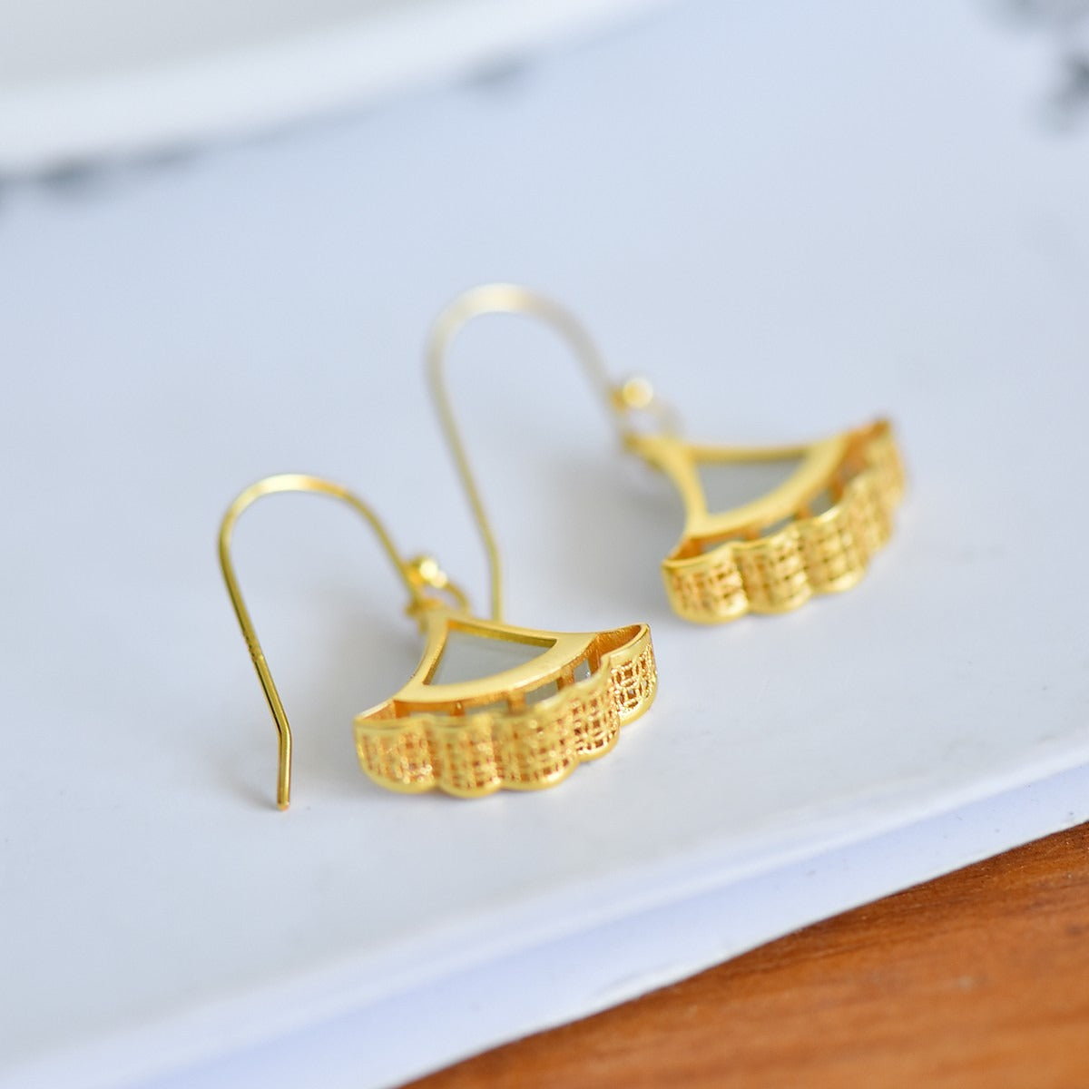 s925 silver-set Hetian jade plain silver Jadeite Earrings · Size 10×10