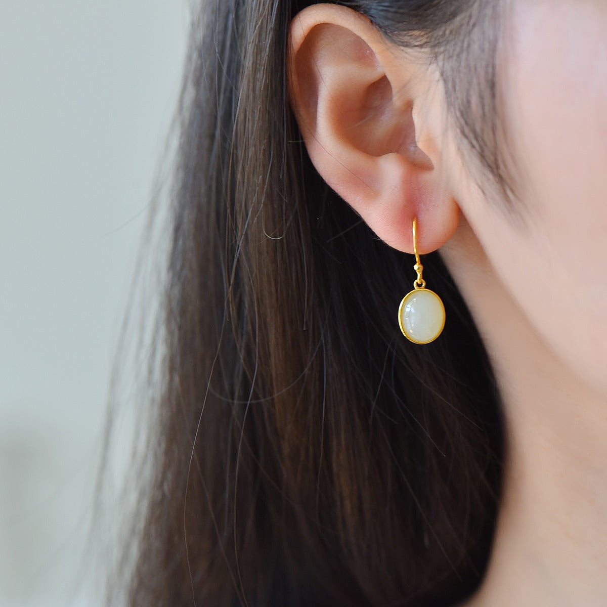 s925 silver-set Hetian jade enamel Jadeite Earrings · Size 8×10