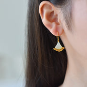 s925 silver-set Hetian jade plain silver Jadeite Earrings · Size 10×10