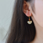 s925 silver-set Hetian jade with Southern red agate Jadeite Earrings · Size 9×14