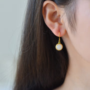 s925 silver-set Hetian jade enamel Jadeite Earrings · Size 8×8
